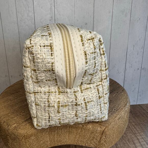 Tweed Pouch with Removable Wristlet Strap Neutral Bag NEW FAST SHIP - Picture 4 of 8